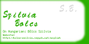 szilvia bolcs business card